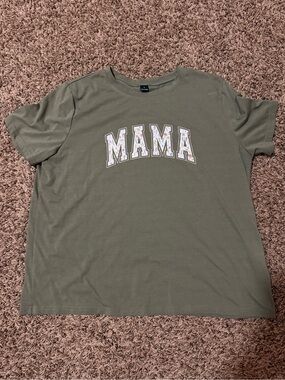 SHEIN Olive Green "MAMA" Short Sleeve Tee
